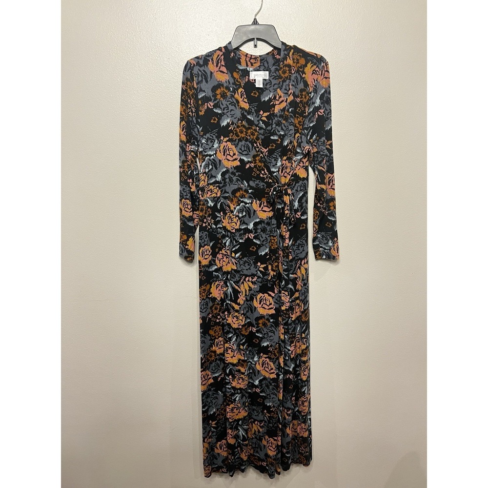 Motherhood Maternity Floral Wrap Long Sleeve Cottagecore Maxi Dress XL